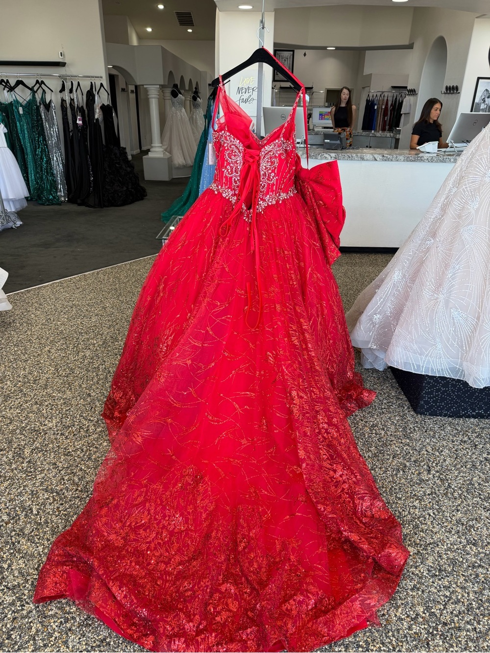 Mori Lee Red Beaded Ball Gown - Picture 5 of 6